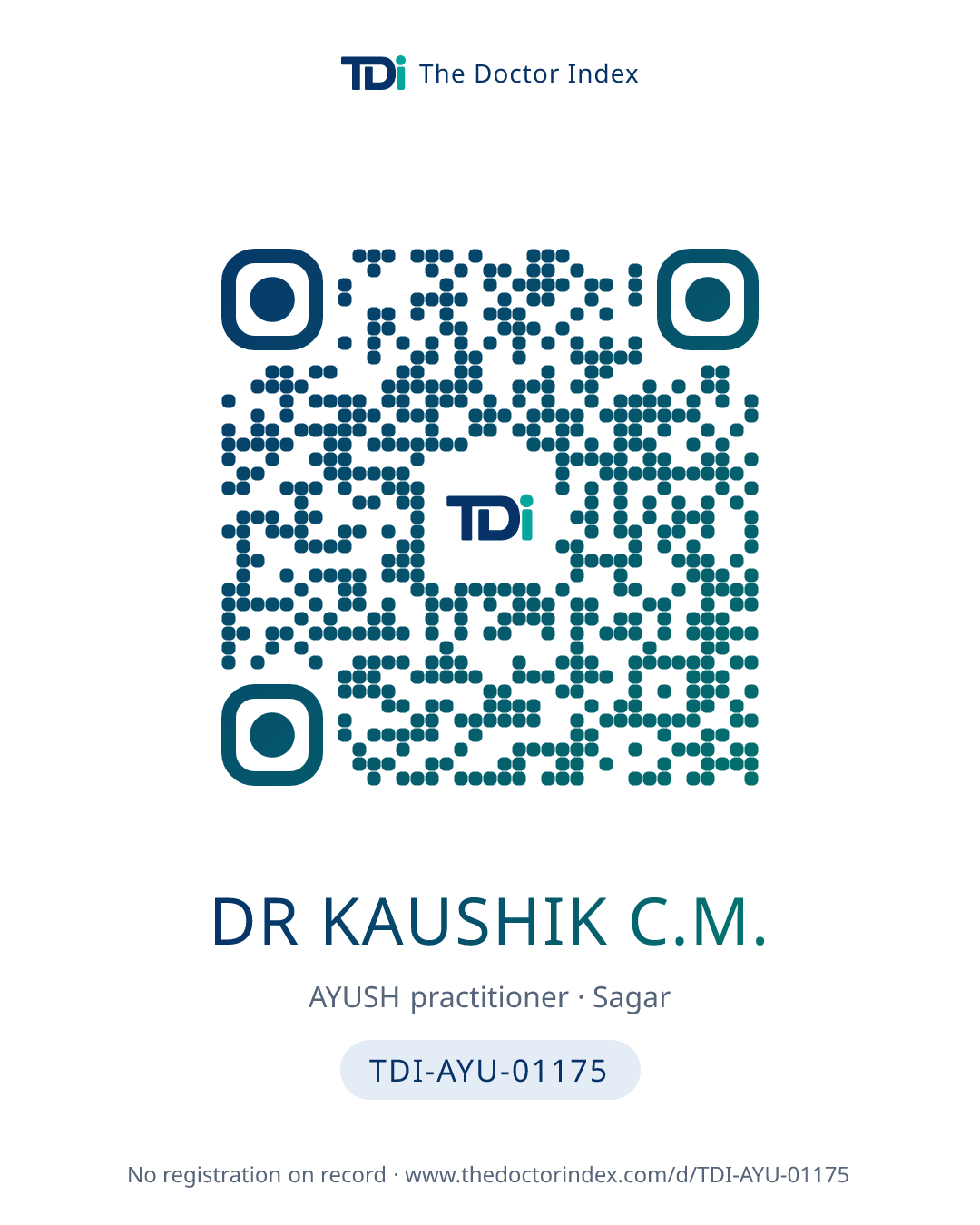 QR card for Dr Kaushik C.M., TDI-AYU-01175