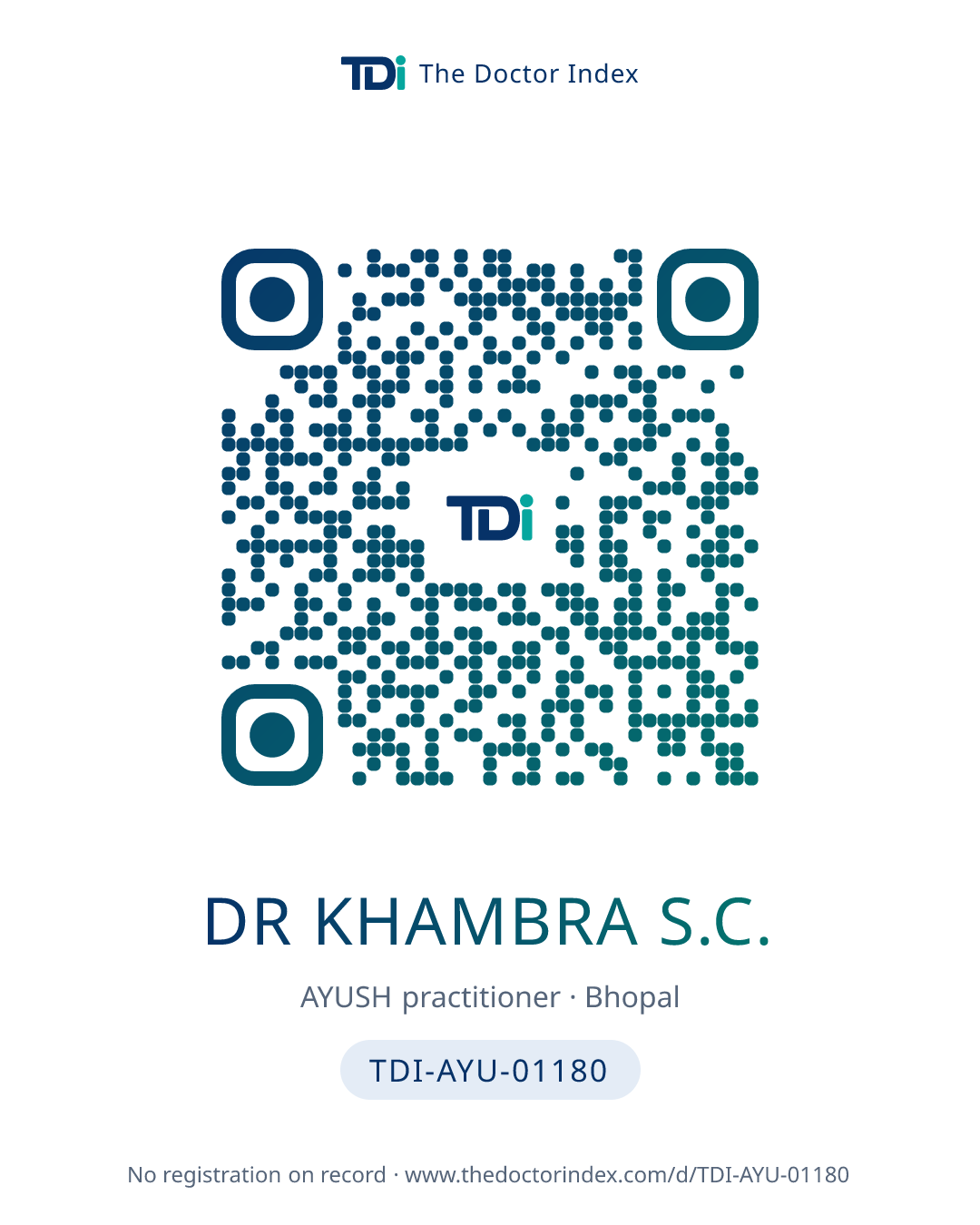 QR card for Dr Khambra S.C., TDI-AYU-01180