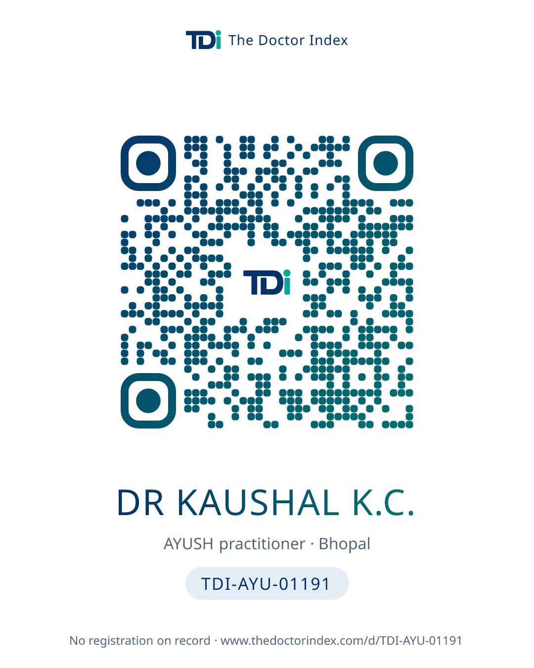 QR card for Dr Kaushal K.C., TDI-AYU-01191