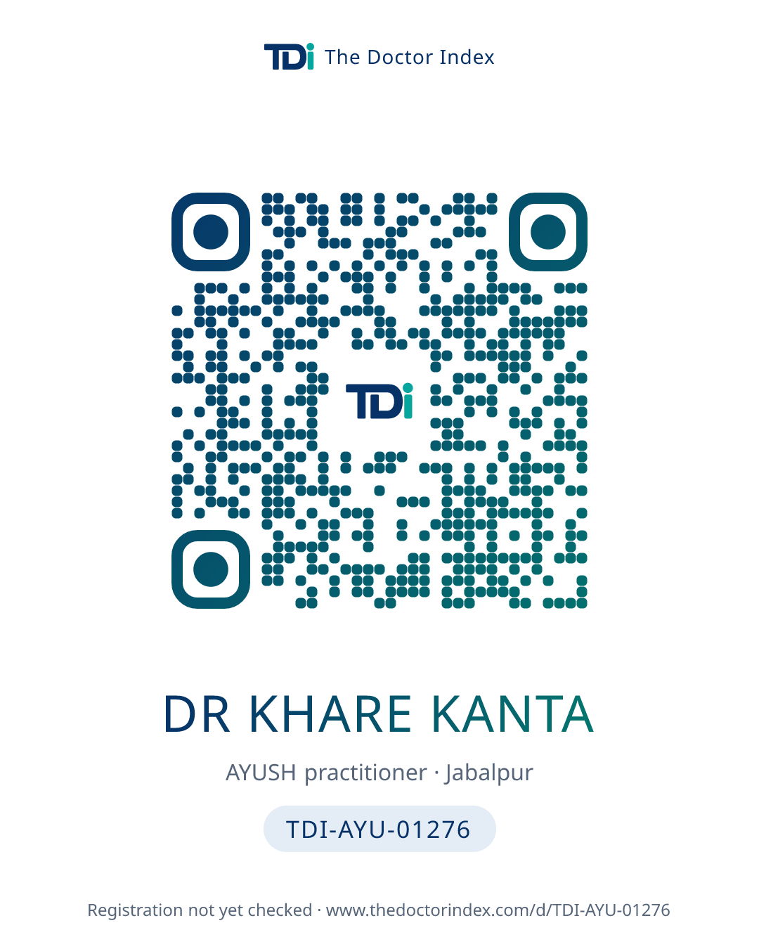 QR card for Dr Khare Kanta, TDI-AYU-01276