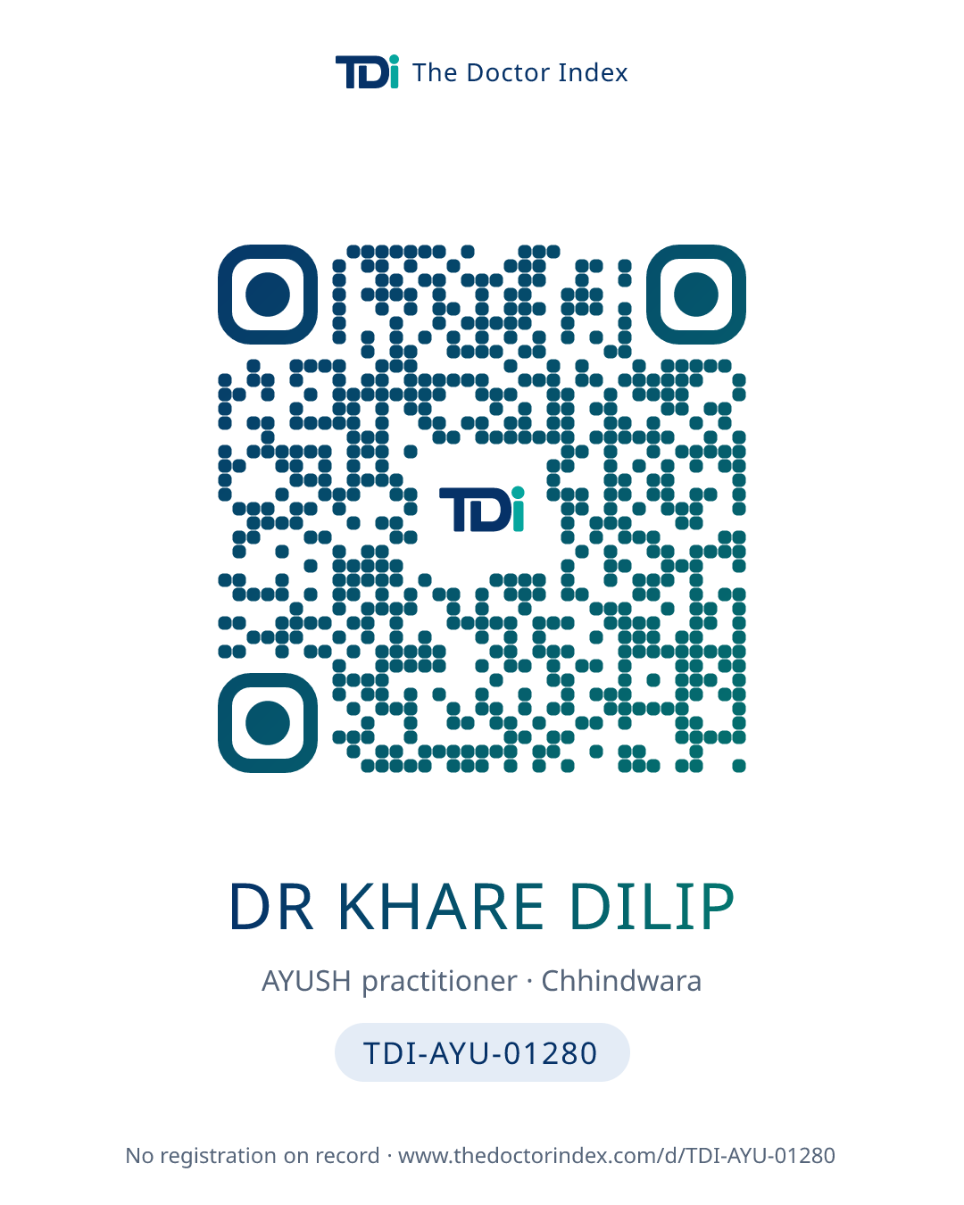 QR card for Dr Khare Dilip, TDI-AYU-01280