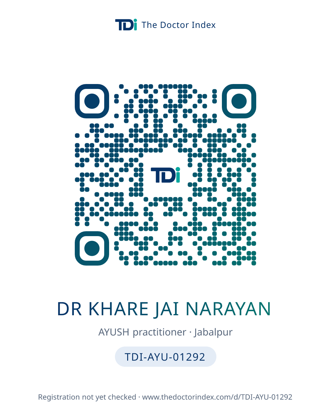 QR card for Dr Khare Jai Narayan, TDI-AYU-01292