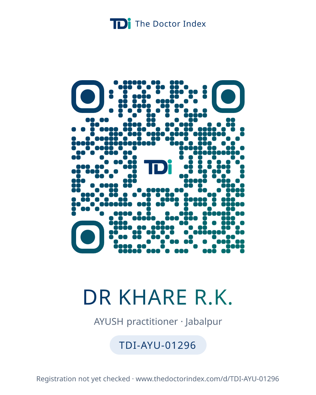 QR card for Dr Khare R.K., TDI-AYU-01296