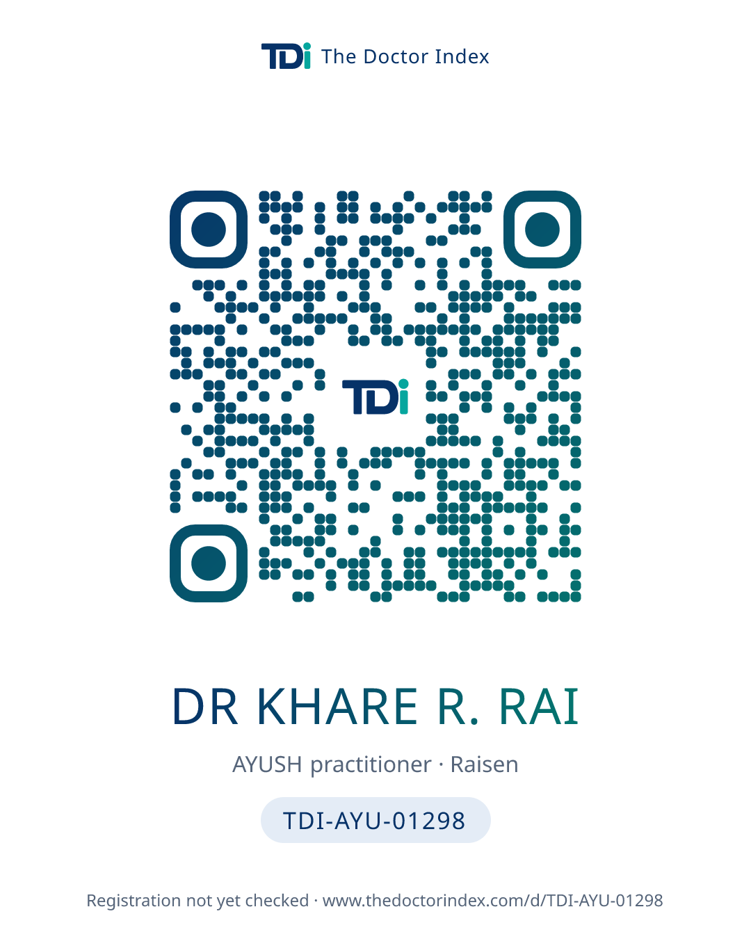 QR card for Dr Khare R. Rai, TDI-AYU-01298