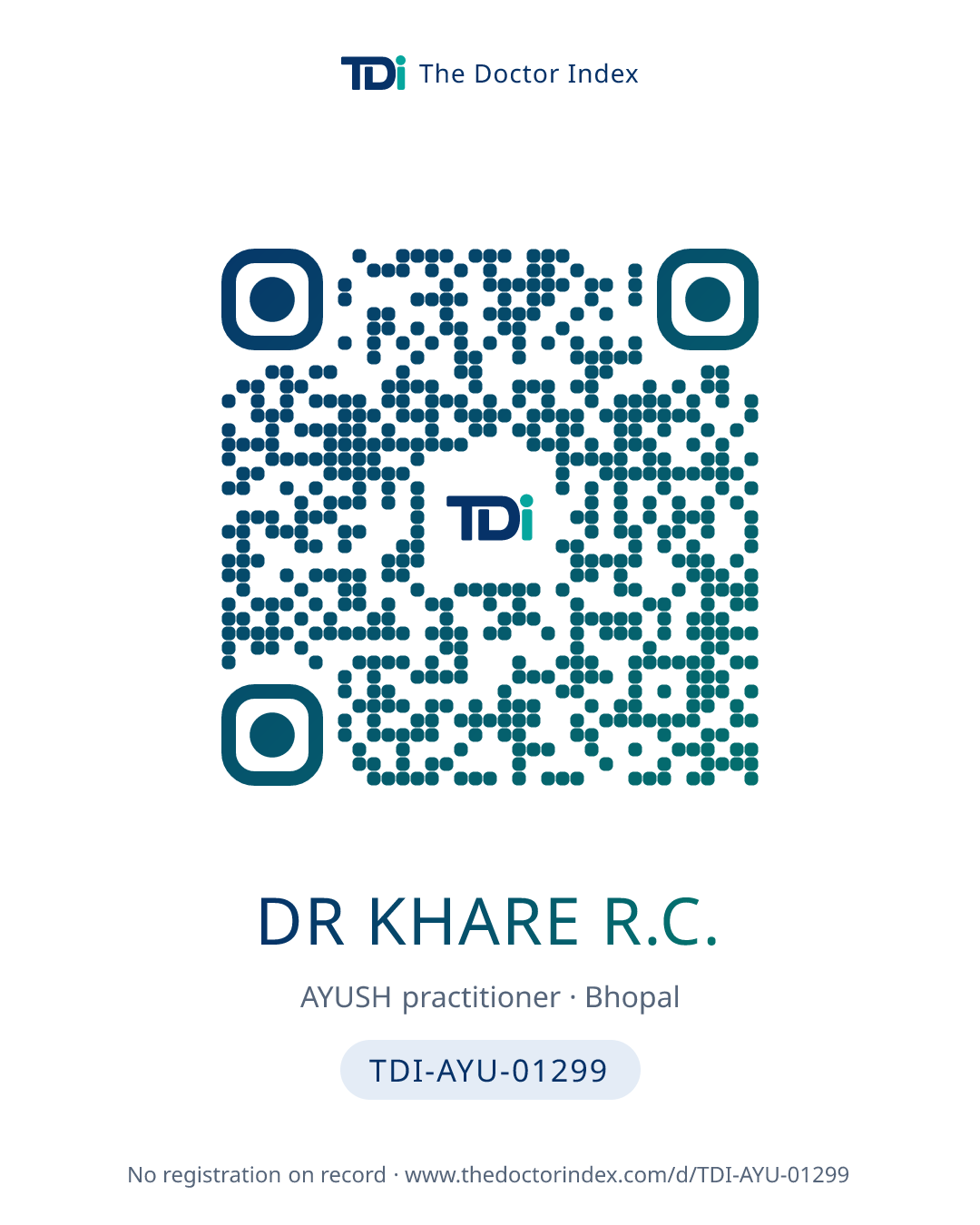 QR card for Dr Khare R.C., TDI-AYU-01299