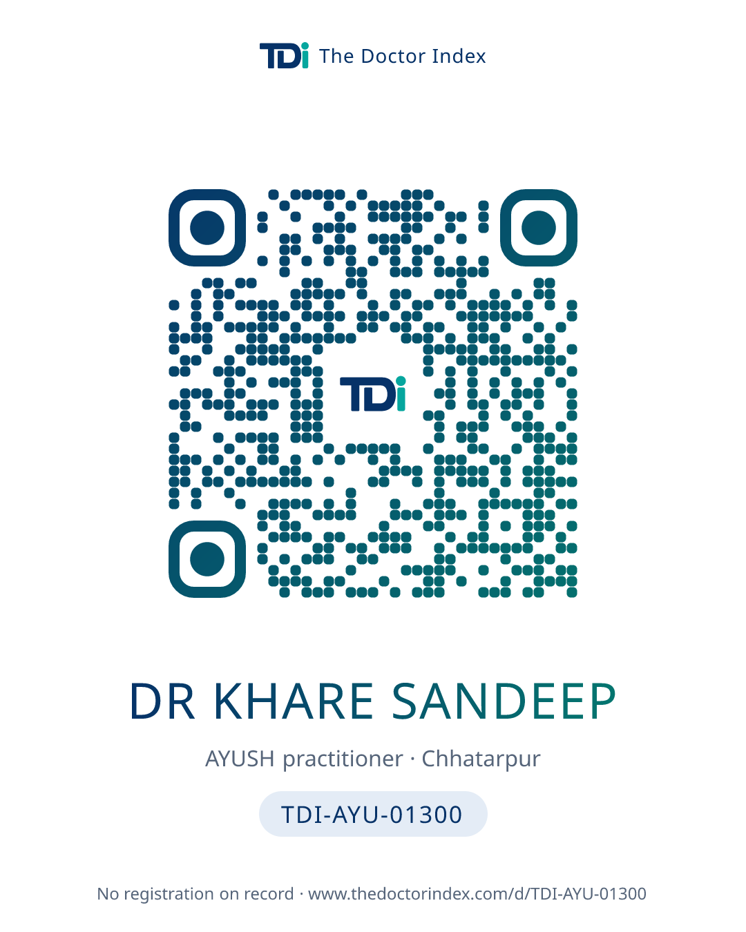QR card for Dr Khare Sandeep, TDI-AYU-01300