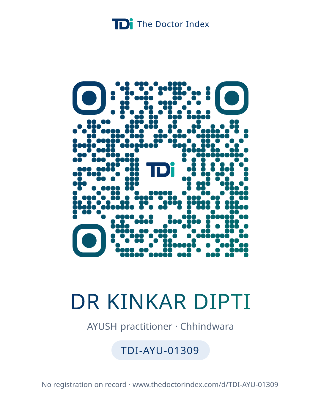 QR card for Dr Kinkar Dipti, TDI-AYU-01309