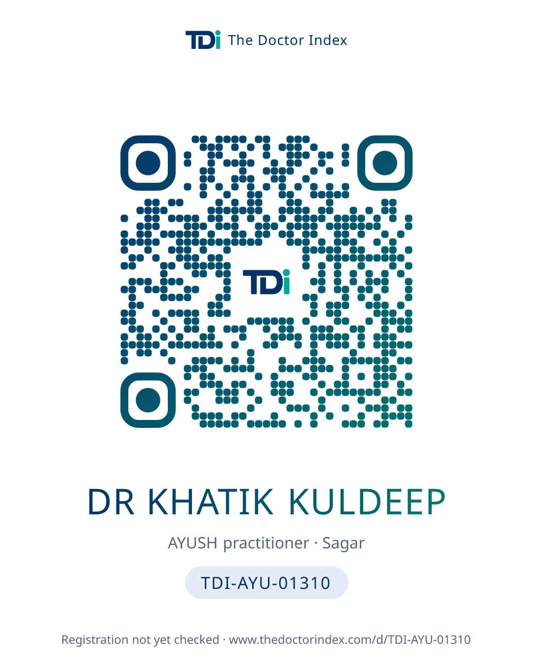 QR card for Dr Khatik Kuldeep, TDI-AYU-01310
