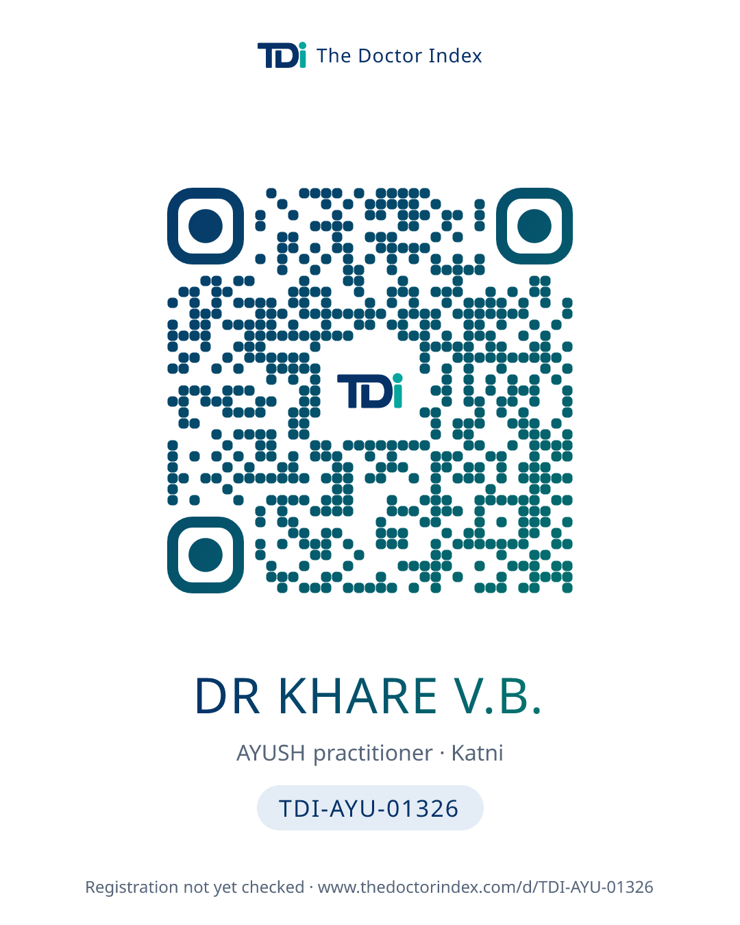 QR card for Dr Khare V.B., TDI-AYU-01326