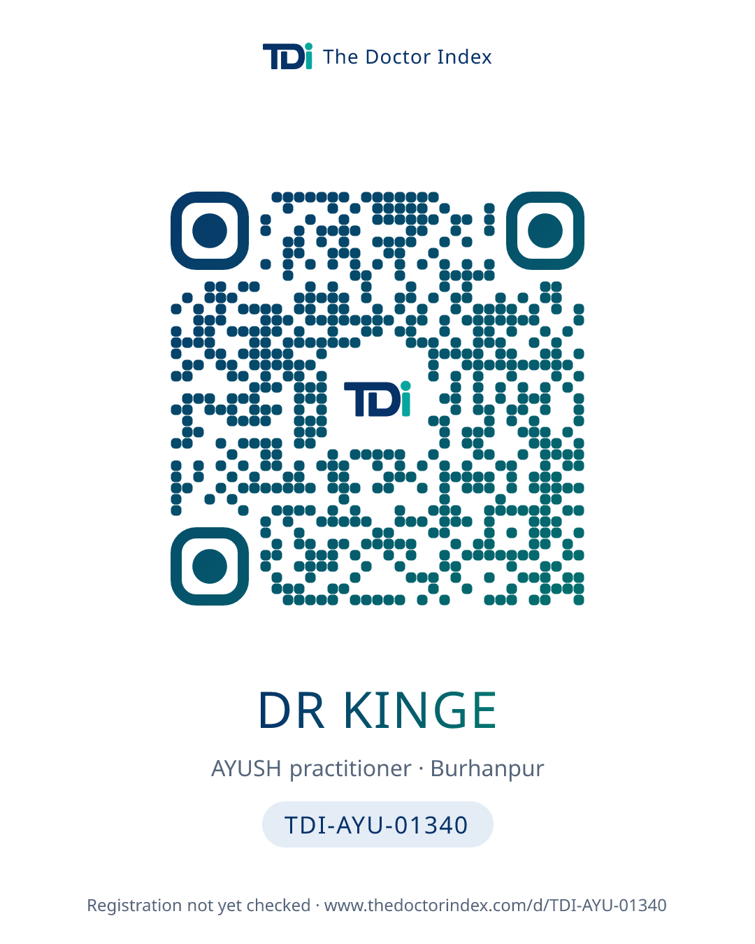 QR card for Dr Kinge, TDI-AYU-01340