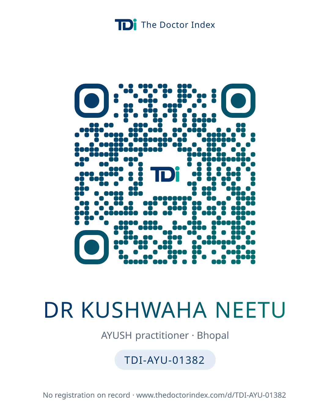 QR card for Dr Kushwaha Neetu, TDI-AYU-01382