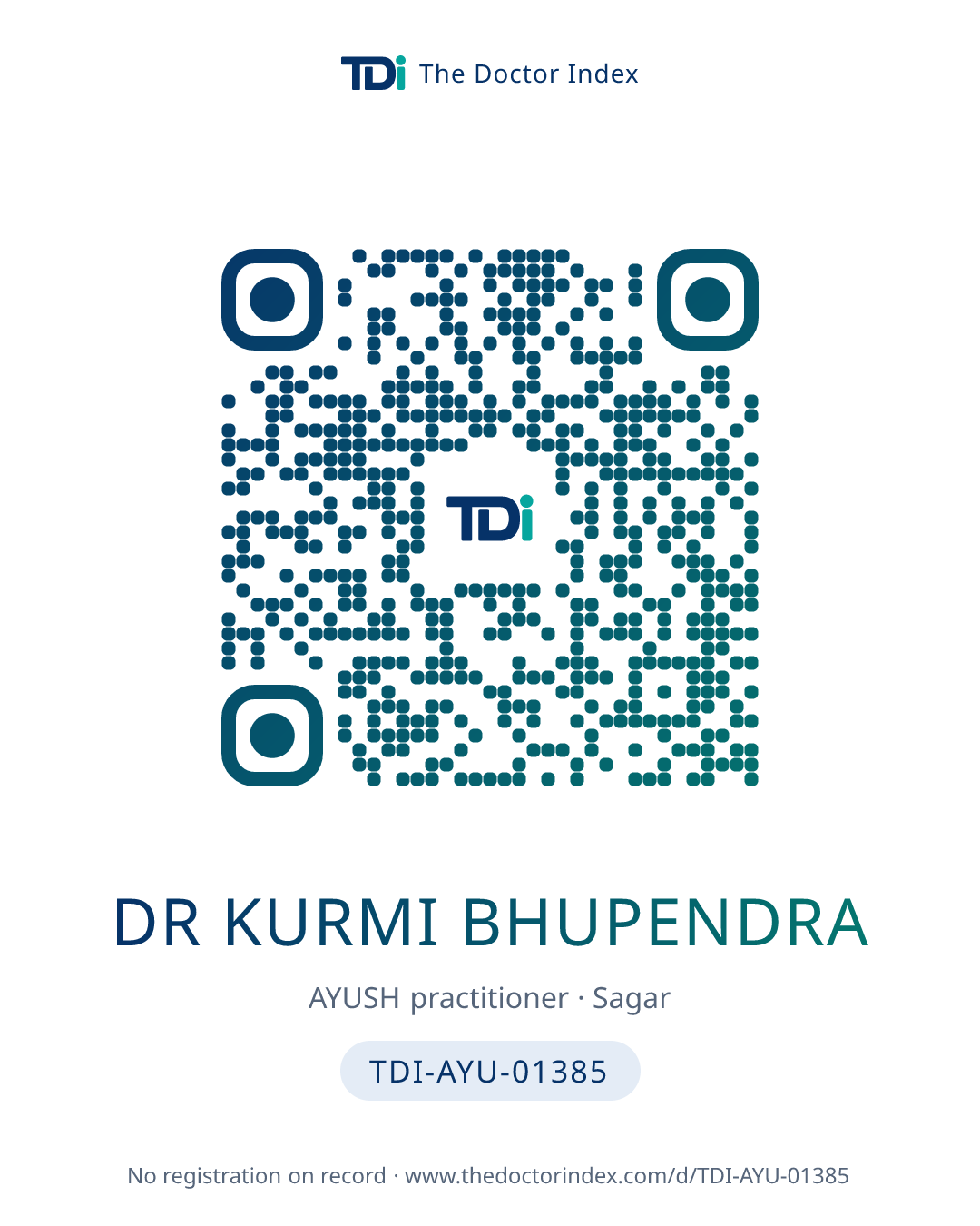 QR card for Dr Kurmi Bhupendra, TDI-AYU-01385