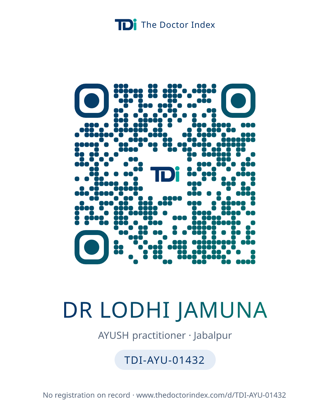 QR card for Dr Lodhi Jamuna, TDI-AYU-01432