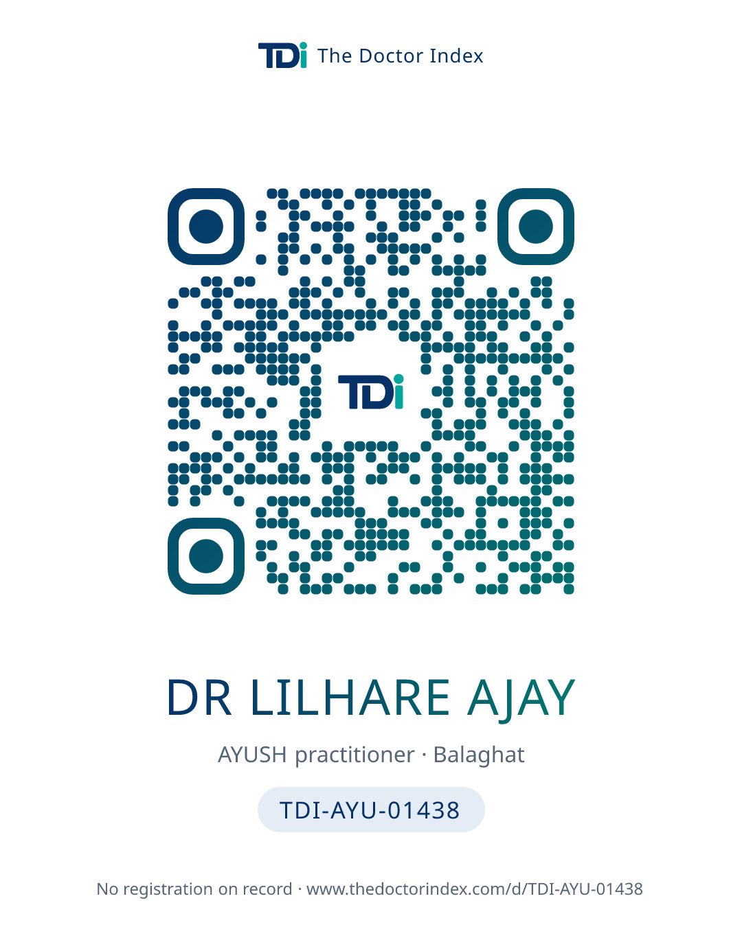 QR card for Dr Lilhare Ajay, TDI-AYU-01438