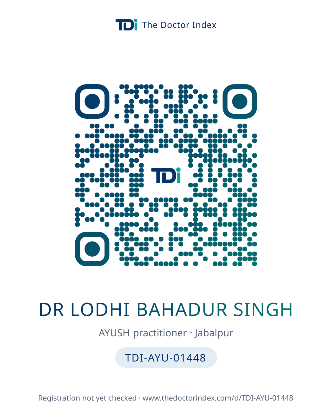 QR card for Dr Lodhi Bahadur Singh, TDI-AYU-01448