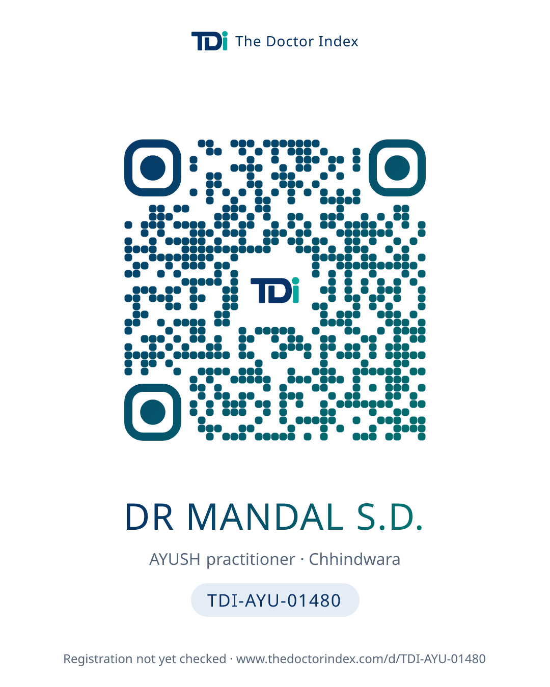 QR card for Dr Mandal S.D., TDI-AYU-01480