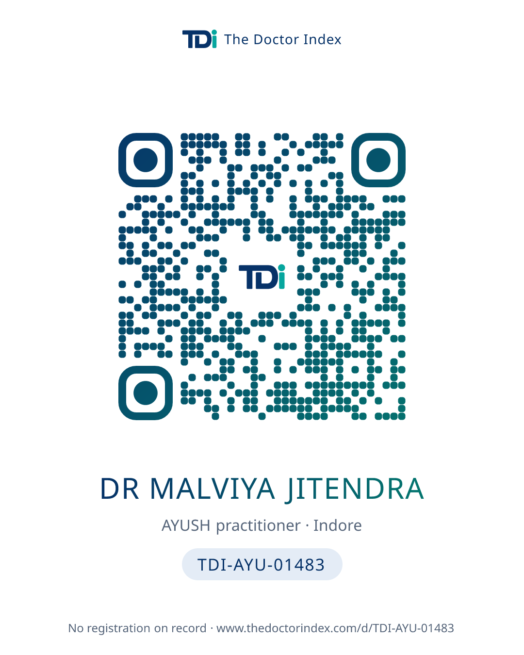 QR card for Dr Malviya Jitendra, TDI-AYU-01483