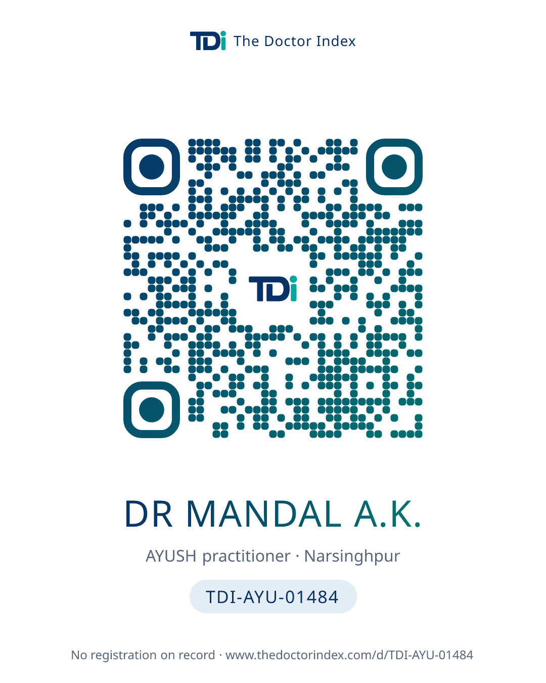 QR card for Dr Mandal A.K., TDI-AYU-01484