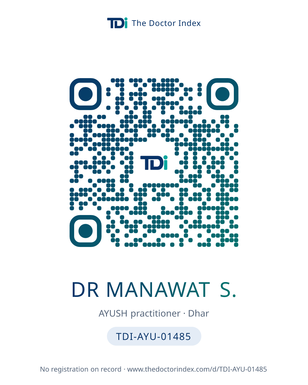 QR card for Dr Manawat S., TDI-AYU-01485