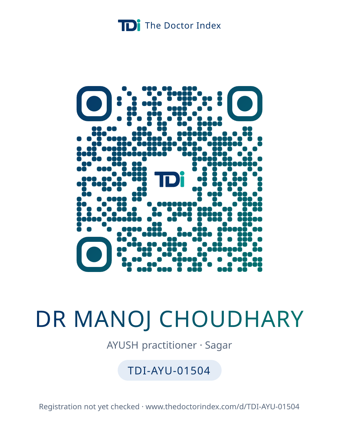 QR card for Dr Manoj Choudhary, TDI-AYU-01504
