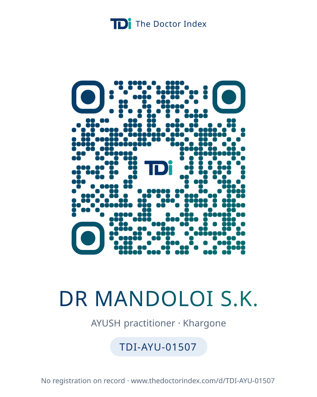 QR card for Dr Mandoloi S.K., TDI-AYU-01507