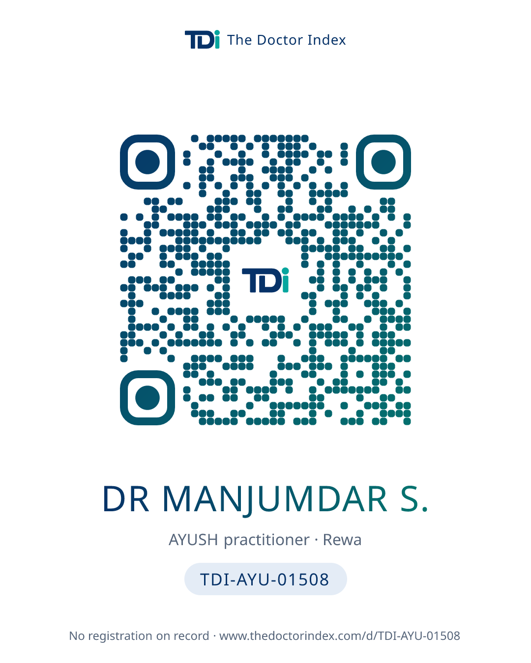 QR card for Dr Manjumdar S., TDI-AYU-01508