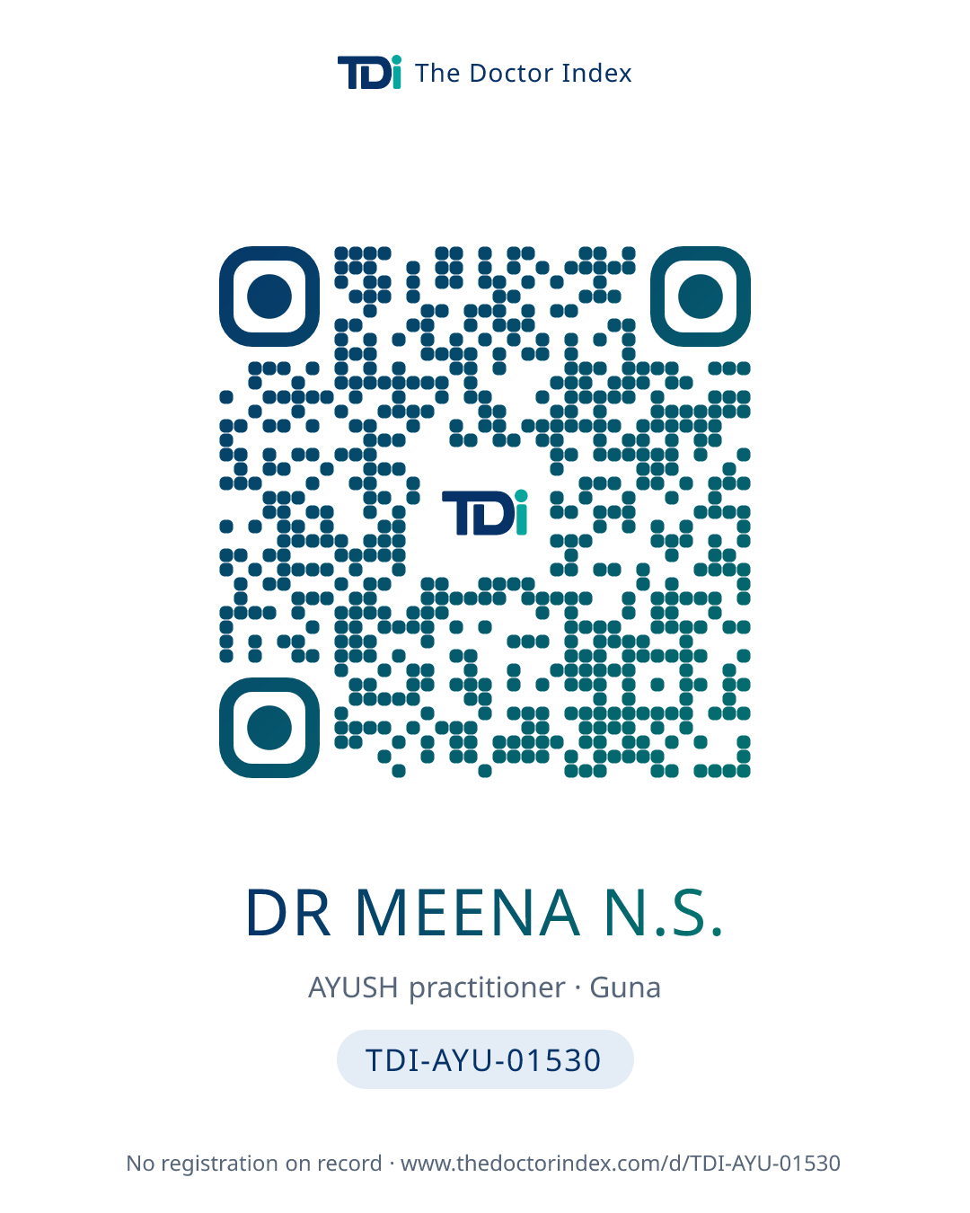 QR card for Dr Meena N.S., TDI-AYU-01530