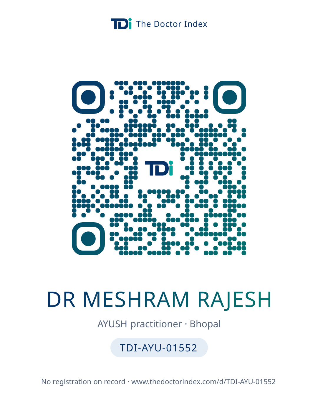 QR card for Dr Meshram Rajesh, TDI-AYU-01552