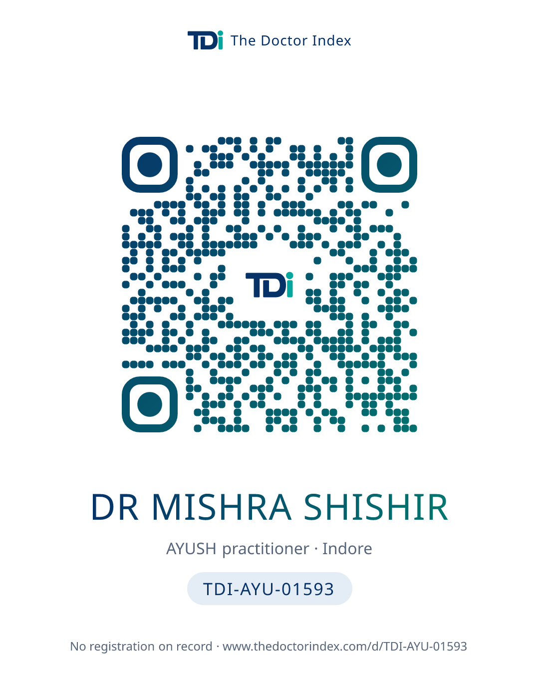 QR card for Dr Mishra Shishir, TDI-AYU-01593