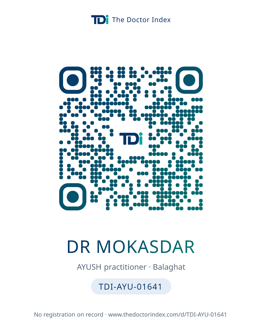 QR card for Dr Mokasdar, TDI-AYU-01641