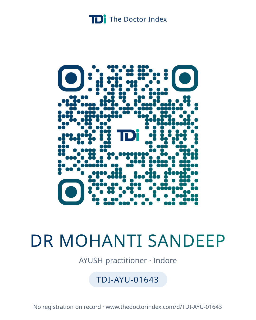 QR card for Dr Mohanti Sandeep, TDI-AYU-01643