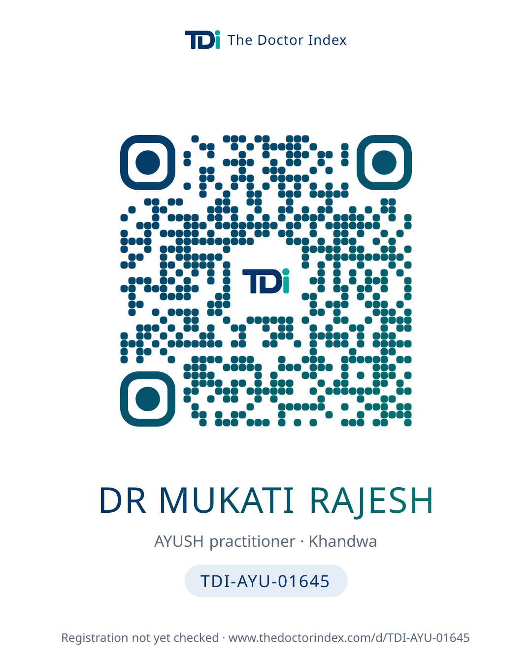 QR card for Dr Mukati Rajesh, TDI-AYU-01645