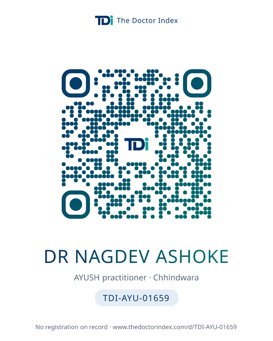 QR card for Dr Nagdev Ashoke, TDI-AYU-01659