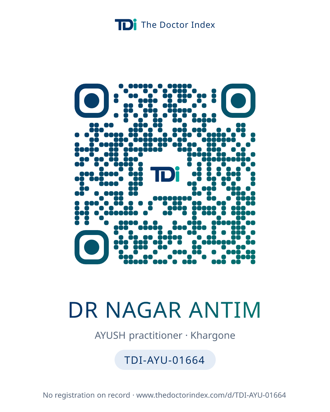 QR card for Dr Nagar Antim, TDI-AYU-01664