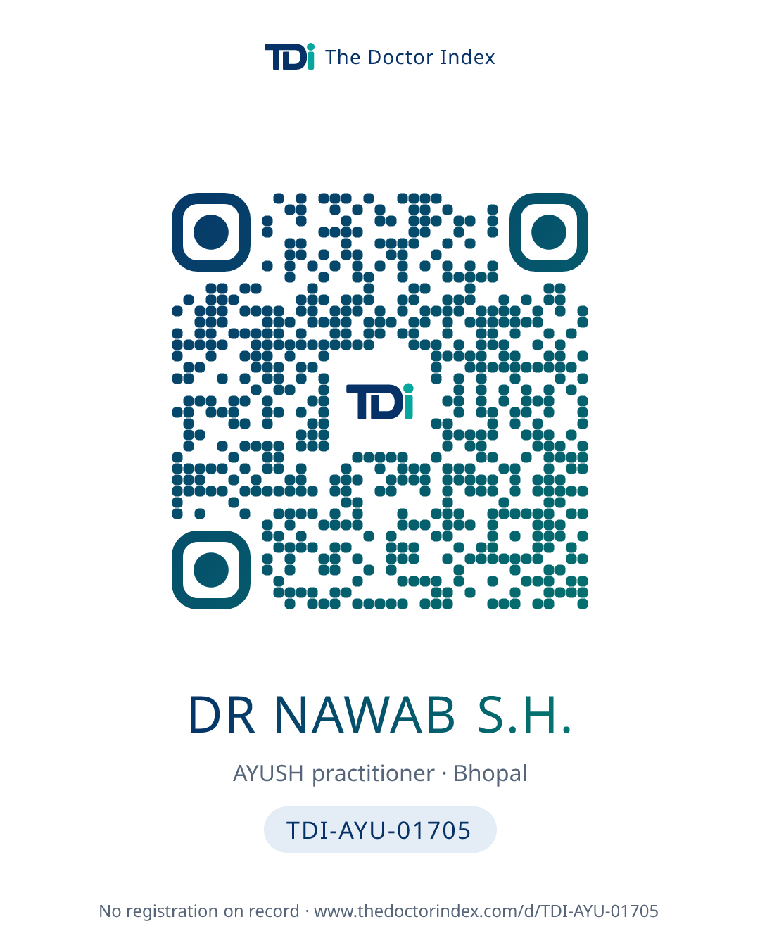 QR card for Dr Nawab S.H., TDI-AYU-01705