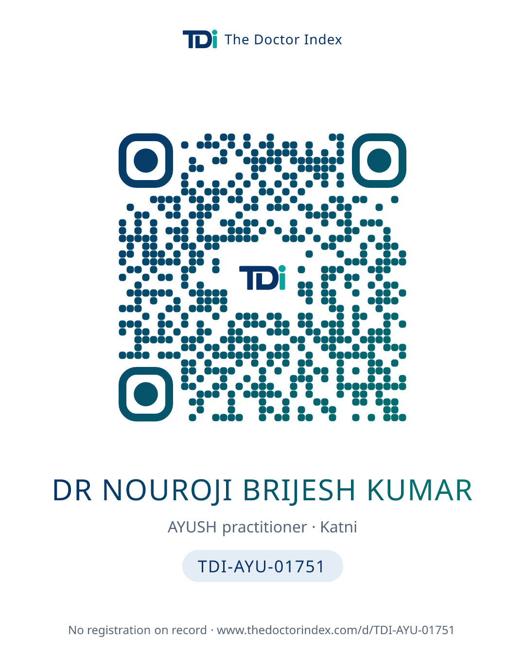 QR card for Dr Nouroji Brijesh Kumar, TDI-AYU-01751