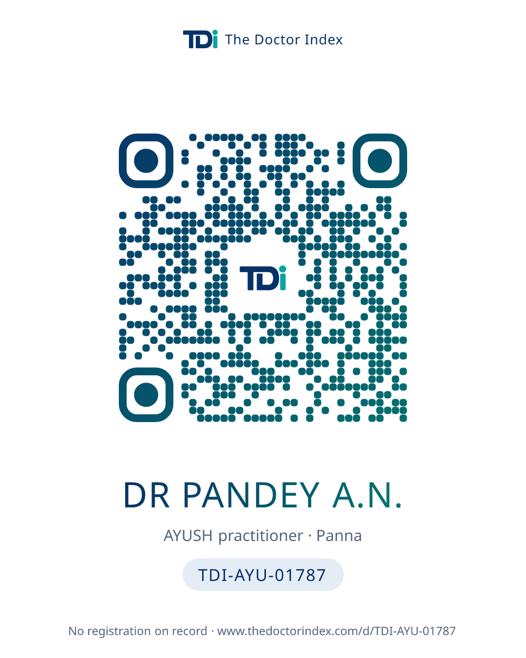 QR card for Dr Pandey A.N., TDI-AYU-01787