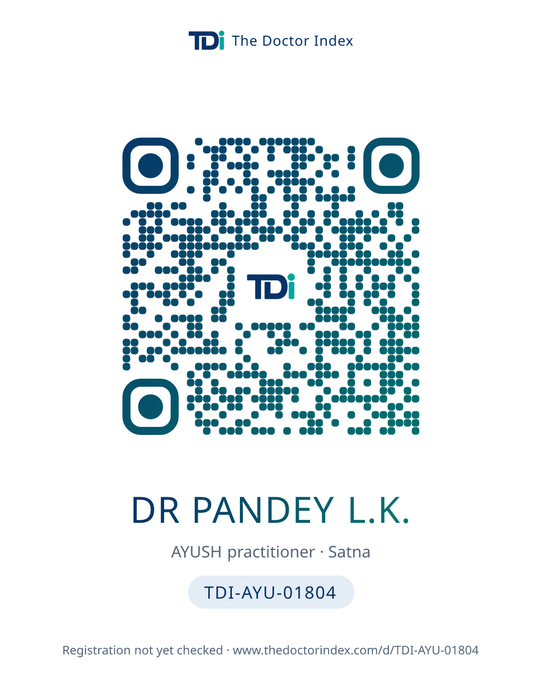 QR card for Dr Pandey L.K., TDI-AYU-01804