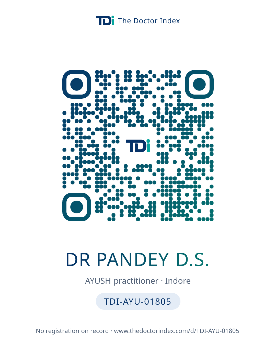 QR card for Dr Pandey D.S., TDI-AYU-01805