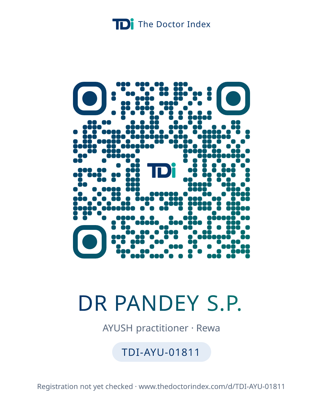 QR card for Dr Pandey S.P., TDI-AYU-01811