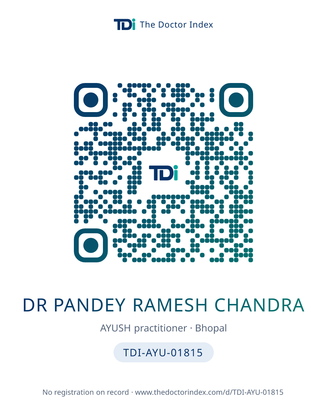 QR card for Dr Pandey Ramesh Chandra, TDI-AYU-01815