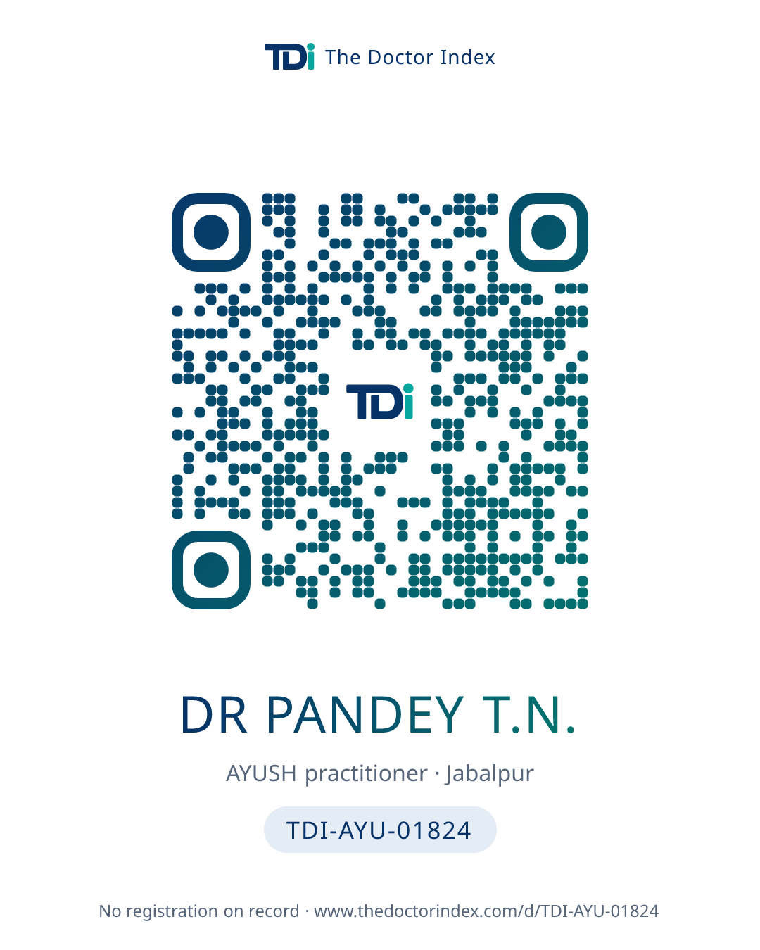 QR card for Dr Pandey T.N., TDI-AYU-01824