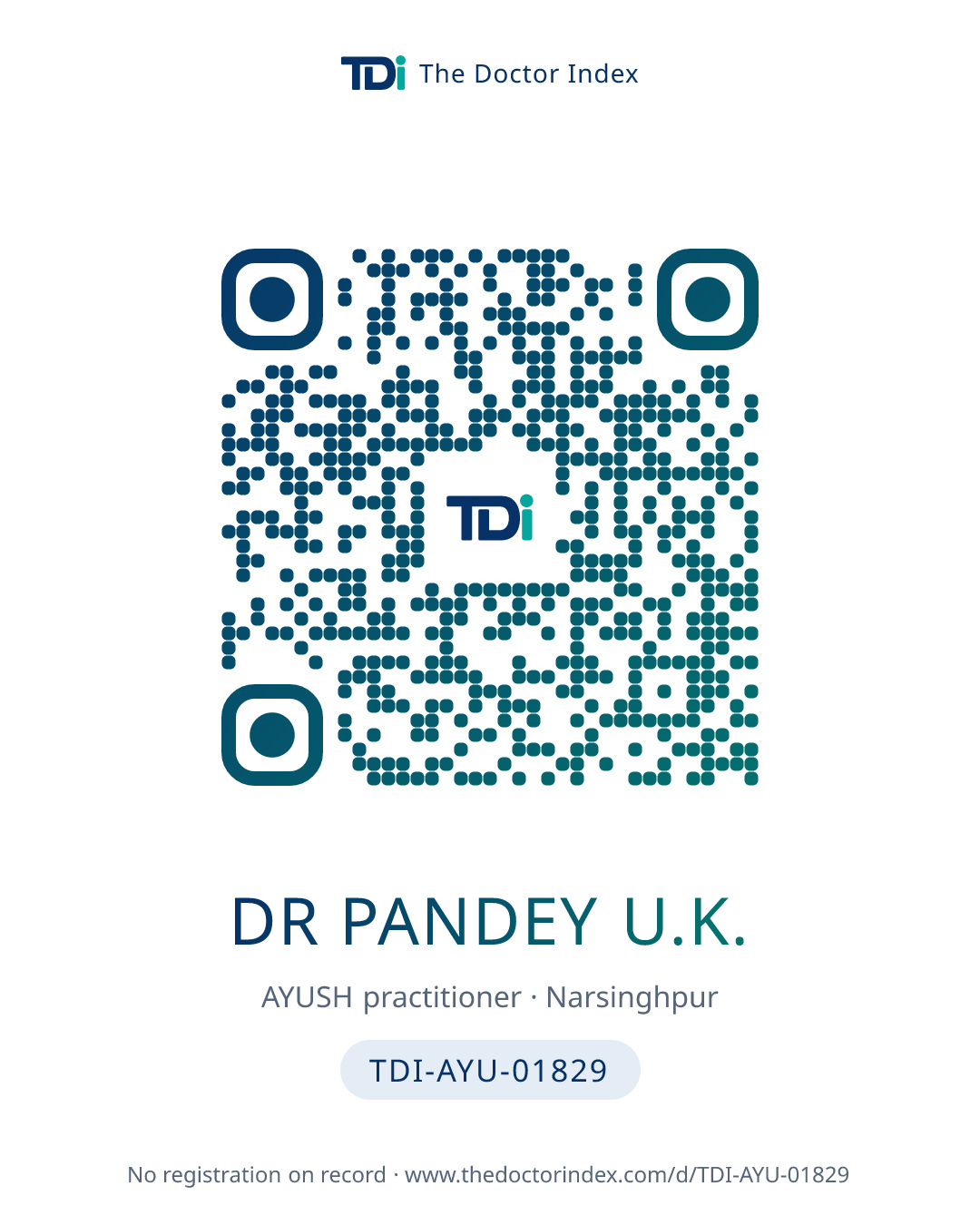 QR card for Dr Pandey U.K., TDI-AYU-01829