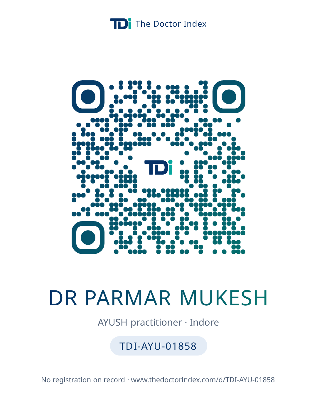 QR card for Dr Parmar Mukesh, TDI-AYU-01858