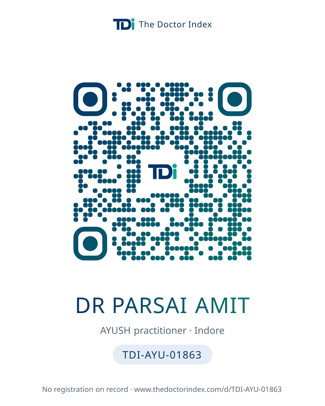QR card for Dr Parsai Amit, TDI-AYU-01863