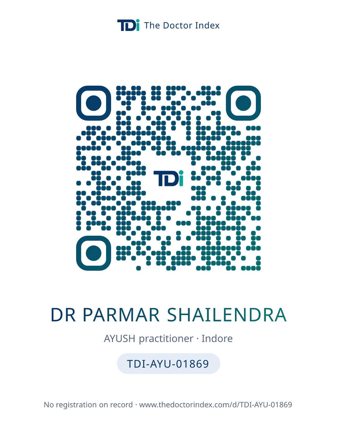 QR card for Dr Parmar Shailendra, TDI-AYU-01869