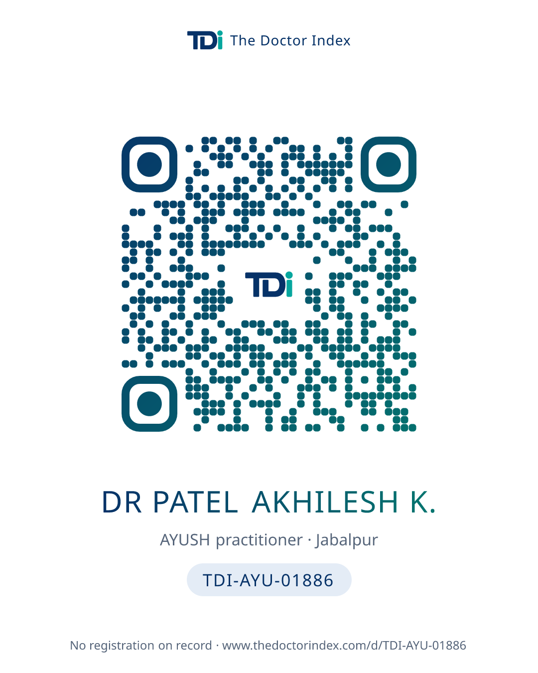 QR card for Dr Patel Akhilesh K., TDI-AYU-01886