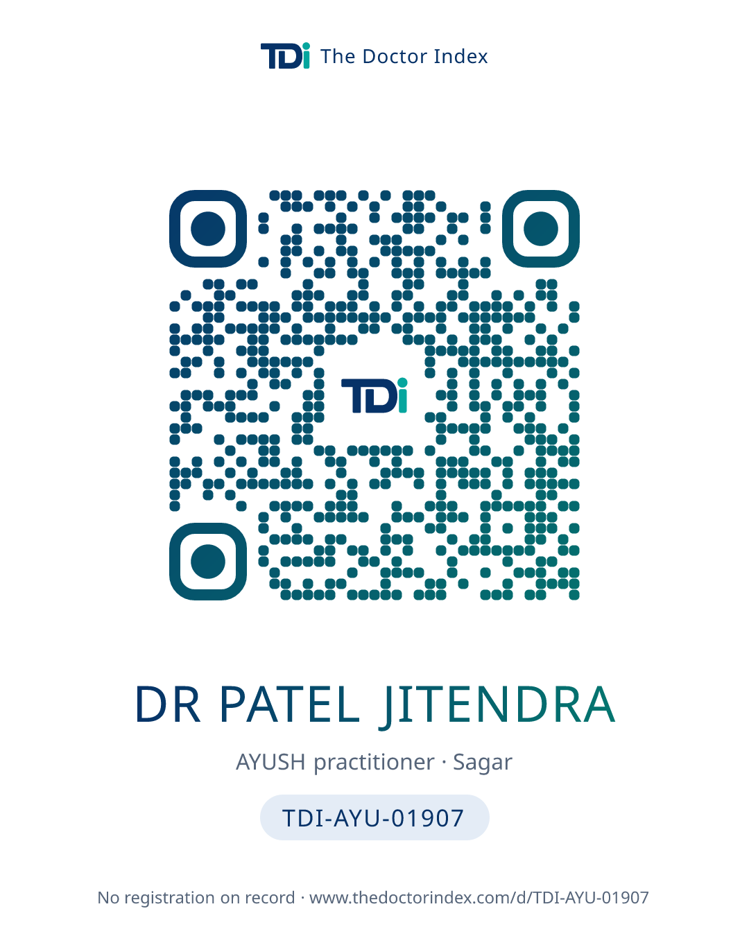 QR card for Dr Patel Jitendra, TDI-AYU-01907