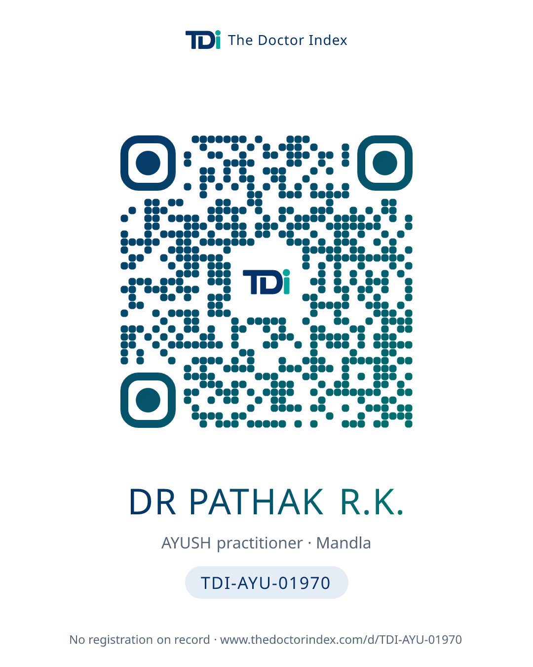 QR card for Dr Pathak R.K., TDI-AYU-01970