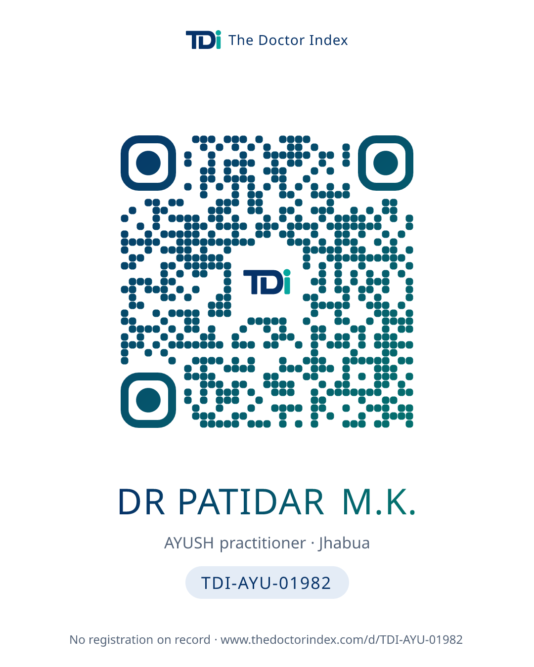 QR card for Dr Patidar M.K., TDI-AYU-01982